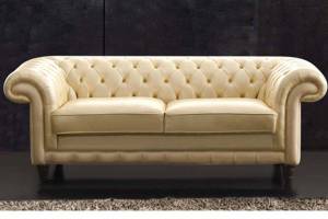 Кожаный диван CHESTERFIELD трехместный без механизма, цвет 86#