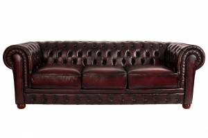 Кожаный диван Chester трехместный с механизмом, цвет 10#